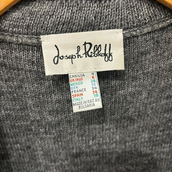 Joseph Ribkoff size 4 Cardigan Sweater Open Front Attached Belt Gray - Picture 4 of 9